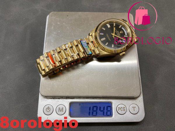 Rolex Day-Date 228238-0004 Oro Giallo Quadrante Nero Brillante con Diamanti 184g Migliore Replica 40mm Orologio - immagine 7
