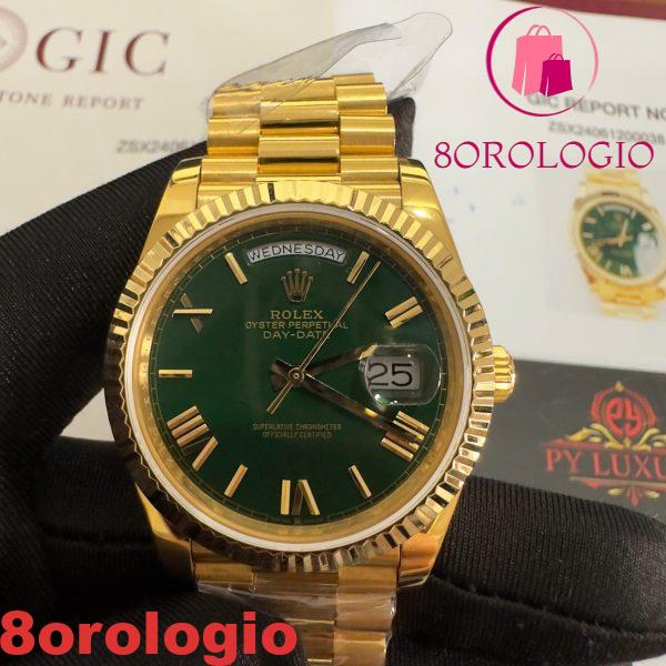 Rolex Day-Date 228238-0061 Quadrante Verde Romano Oro Giallo 18K Rivestito Miglior Replica V3 GMF 40mm Orologio - immagine 11