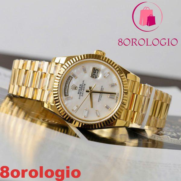 Rolex Day-Date 228238-0071 MOP Baguette Moissanite Indici Quadrante Rivestito in Oro Giallo 18K GMF V3 Migliore Replica 40mm Orologio - immagine 10