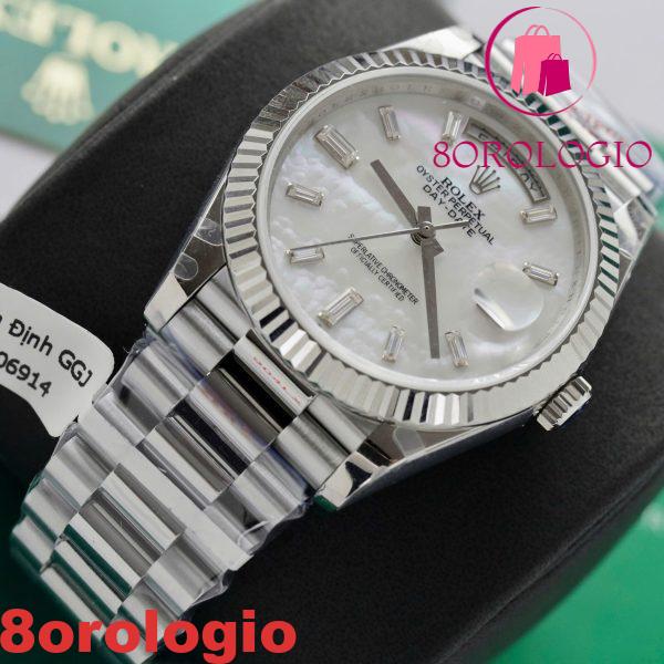 Rolex Day-Date 228239 Quadrante MOP Baguette Moissanite Indici GMF V3 Migliore Replica 40mm Orologio - immagine 8