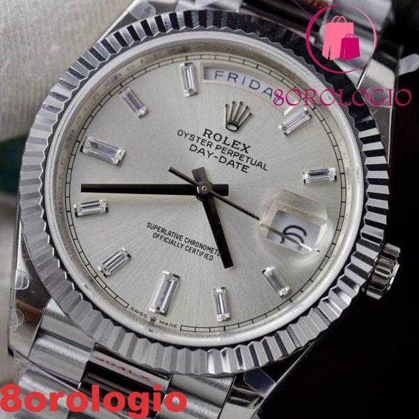 Rolex Day-Date 228239 Quadrante Baguette Argento 177g Migliore Replica V3 GMF 40mm Orologio - immagine 10