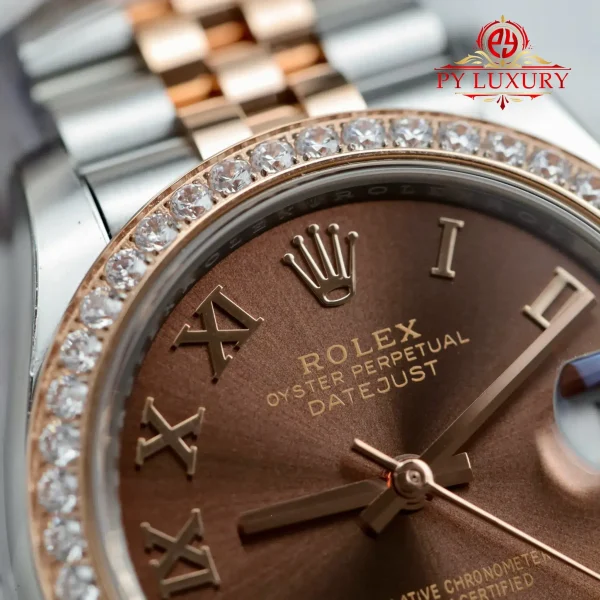 Rolex Datejust 278381RBR-0006 Due Tono Quadrante Cioccolato Ghiera con Diamanti Jubilee Miglior Replica THB 31mm Orologio - immagine 8