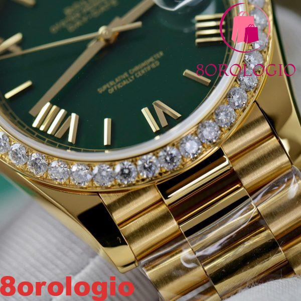 Replica 1:1 GMF V3 Rolex Day-Date 228348RBR Quadrante Verde Pastello 18k Oro Placcato con Ghiera in Moissanite 40mm Orologio - immagine 6