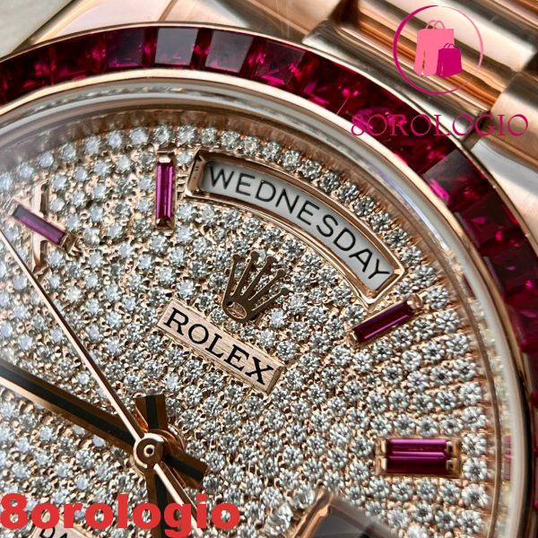 Rolex Day-Date 228398TRU 18K Gold Wrapped Quadrante in Moissanite Replica con Ghiera in Rubino GMF V3 Super Clone 40mm Orologio - immagine 8