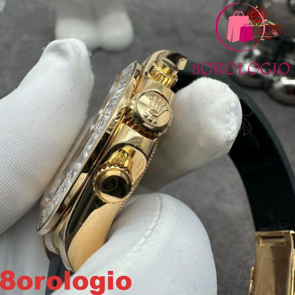 Rolex Cosmograph Daytona 116588TBR Eye Of The Tiger Replica Personalizzato Oro Massiccio 18K Cinturino Oysterflex 40mm Orologio - immagine 8