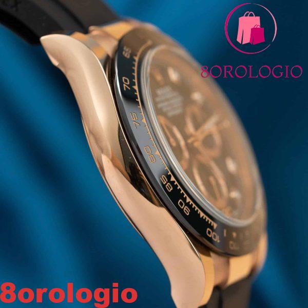 Rolex Daytona 116515LN in oro rosa massiccio 18K con quadrante nero con diamanti cinturino in gomma Oysterflex 40mm replica Orologio - immagine 11