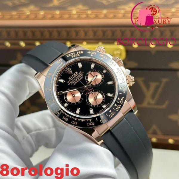 Rolex Daytona 116515LN Quadrante Nero Oro Rosa 18K Wrapped Oysterflex 1:1 Migliore Replica 40mm Orologio - immagine 11