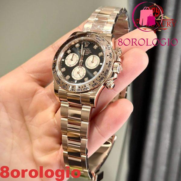 Rolex Daytona 126505-0002 Quadrante Nero e Sundust con Diamanti Bracciale Oyster Placcato Oro 18K Replica Super Clone 1:1 40mm Orologio - immagine 6
