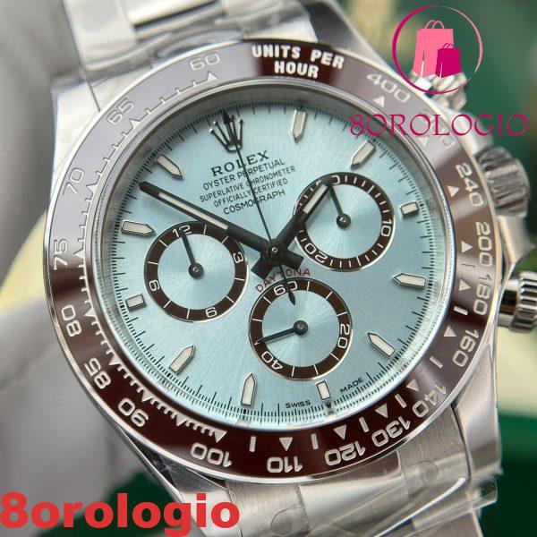 Replica Rolex Daytona 126506-0001 Platino Quadrante Blu Ghiaccio Lunetta Marrone Cerachrom Clean Factory 40mm Orologio - immagine 10