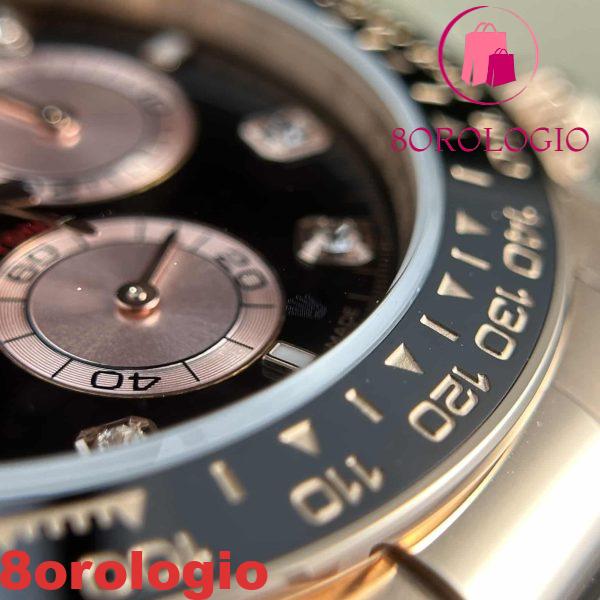 Replica Rolex Daytona 126515LN-0004 Oro Rosa Quadrante Nero Lucente & Sundust Diamanti Oysterflex 142g Super Clone 40mm Orologio - immagine 8