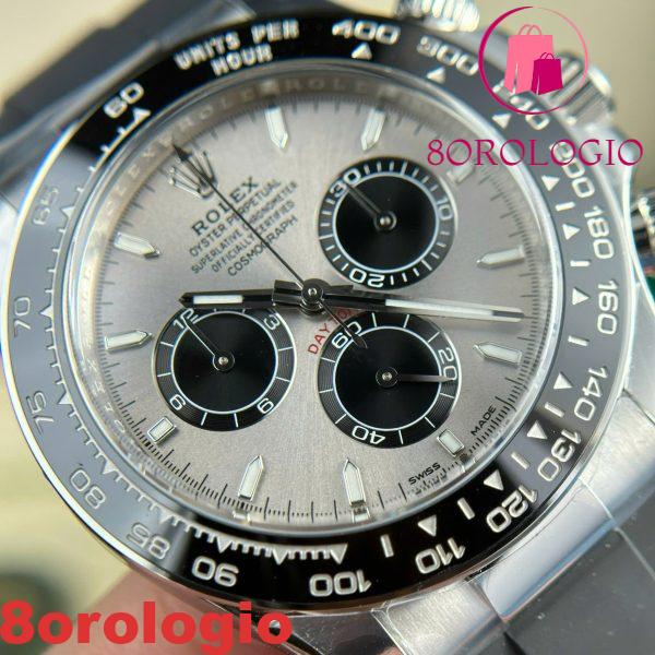 Replica Rolex Daytona 126519-0006 Acciaio & Quadrante Nero Lucido Cinturino in Gomma Oysterflex Clean Factory 40mm Orologio - immagine 11