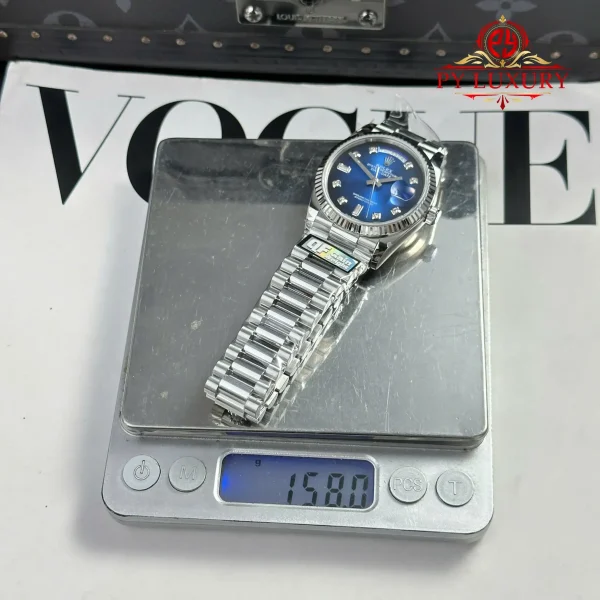 Rolex Day-Date 128239-0023 Quadrante Blu Ombré con Diamanti 158g Miglior Replica QF 36mm Orologio - immagine 11