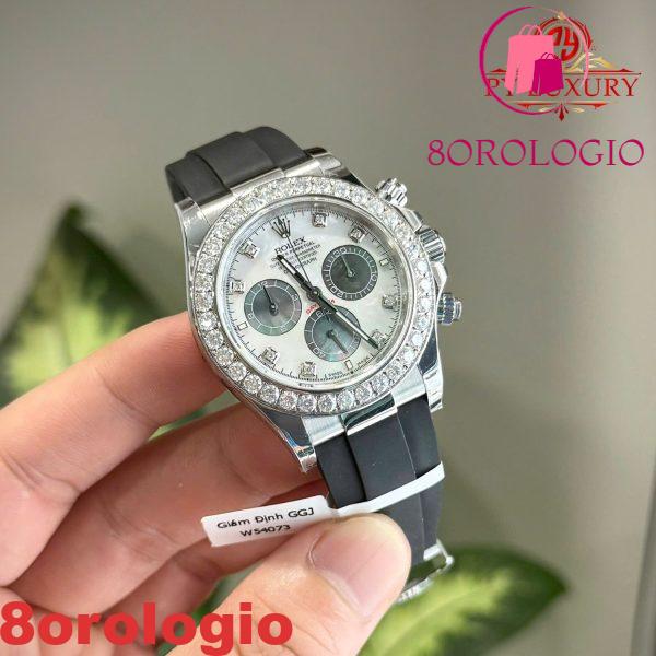 Rolex Daytona 126589RBR-0001 Custom Quadrante in Madreperla Bianca e Nera Ghiera in Moissanite Oysterflex Replica 1:1 Migliore 40mm Orologio - immagine 6