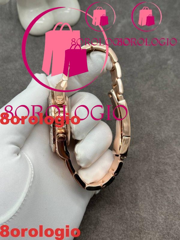 Replica Rolex Daytona 126595TBR-0001 Quadrante Sundust con Diamanti Personalizzato in Oro Rosa Massiccio 18K Diamanti Taglio Baguette 40mm Orologio - immagine 6