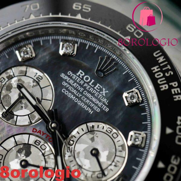 Rolex Daytona Quadrante Nero MOP Indici Personalizzati in Moissanite Bracciale Oyster Migliore Replica 40mm Orologio - immagine 8