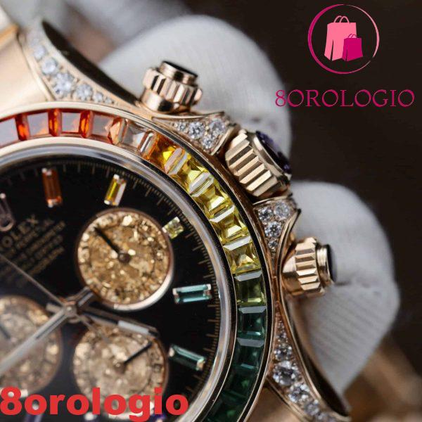 Rolex Daytona Rainbow 116595 Oro Rosa Calibro 4130 Super Replica 40mm Orologio - immagine 9