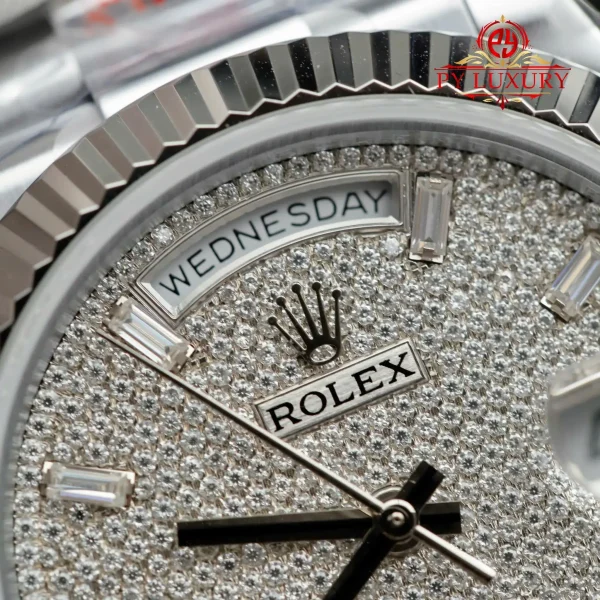 Rolex Day-Date 228236-0009 Quadrante in Moissanite Personalizzato 1:1 Migliore Replica QF 40mm Orologio - immagine 8