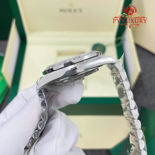Rolex Day-Date 228396TBR Custom MOP Dial Baguette Moissanite Bezel GMF V3 Miglior Replica 40mm Orologio - immagine 7