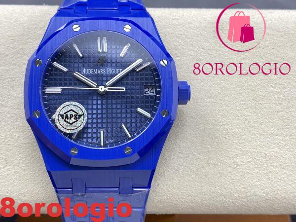 Replica Migliore 1:1 Audemars Piguet Royal Oak 15500 Quadrante Blu Ceramica Blu 41mm Orologio - immagine 9