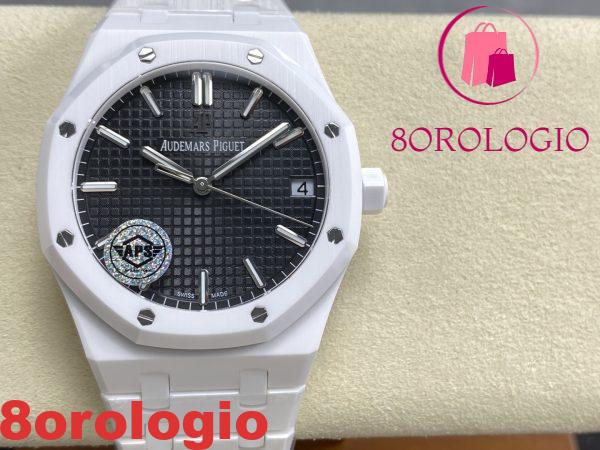 Audemars Piguet Royal Oak 15500 Ceramica Bianca Quadrante Nero Replica 1:1 Super Clone APSF 41mm Orologio - immagine 7