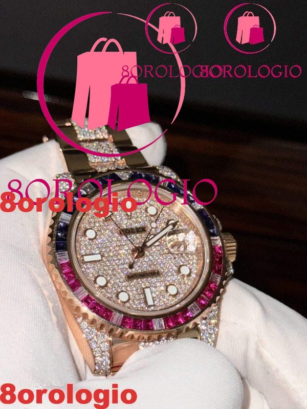 Rolex GMT-Master II 126755SARU-DIAO Replica 18K Oro Personalizzato Moissanite Rubino & Zaffiro Lunetta 40mm Orologio - immagine 6