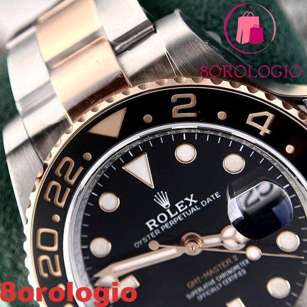 Rolex GMT-Master II Root Beer Two Tone Quadrante Nero Replica Super Clone Clean Factory 40mm Orologio - immagine 10