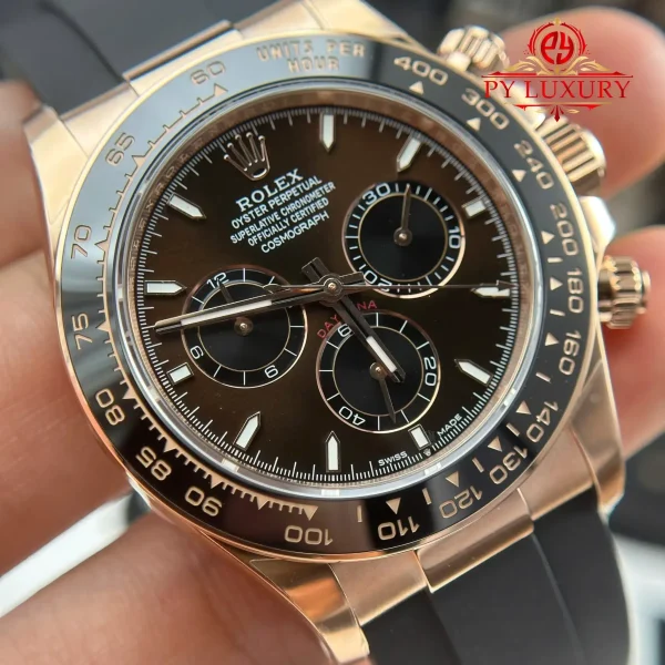 Rolex Daytona 126515LN-0010 Oro Rosa Quadrante Cioccolato e Nero Oysterflex Replica 1:1 THBF 40mm Orologio - immagine 7