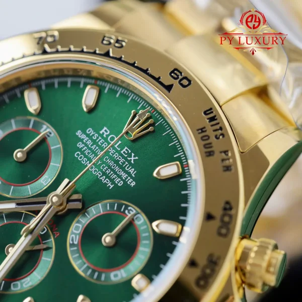 Replica Rolex Daytona John Mayer Quadrante Verde Oro Giallo 18K 1:1 40mm Orologio - immagine 8