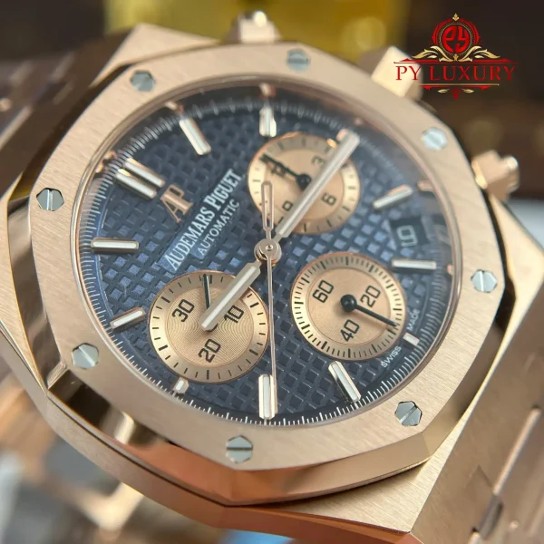 Audemars Piguet Royal Oak Chronograph 26239OR Oro Rosa Quadrante Blu 1:1 Super Replica APSF 41mm Orologio - immagine 10