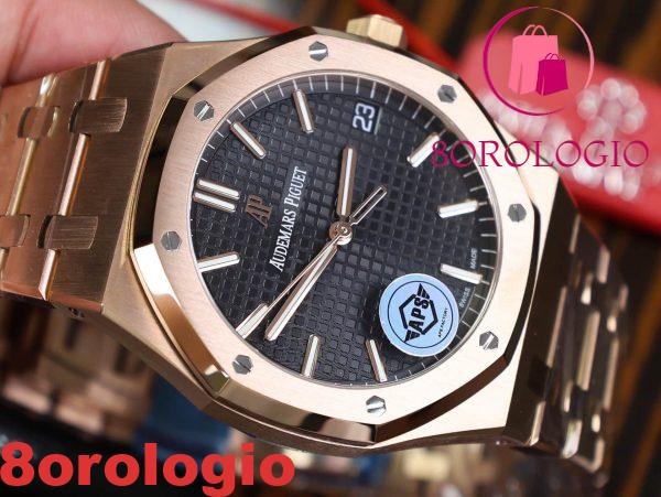 Audemars Piguet Royal Oak 15500OR Oro Rosa Quadrante Nero Replica Super Clone APSF 41mm Orologio - immagine 8