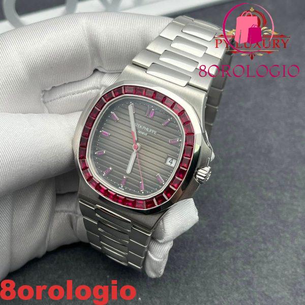 Patek Philippe Nautilus 5711/112P-001 Platino Replica Personalizzata 1:1 Rubino Naturale 40mm Orologio - immagine 6