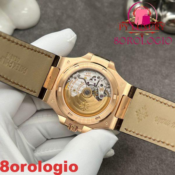 Patek Philippe Nautilus 5711R-001 Quadrante Grigio Replica 1:1 in Oro Rosa Puro 18K Cinturino in Pelle di Coccodrillo 40mm Orologio - immagine 6