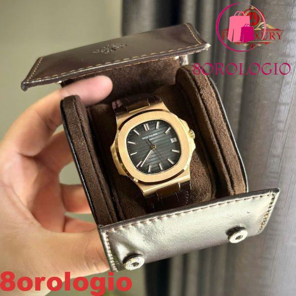 Patek Philippe Nautilus 5711R-001 Quadrante Grigio Cinturino in Pelle Placcato Oro 18K Replica 1:1 40mm Orologio - immagine 6