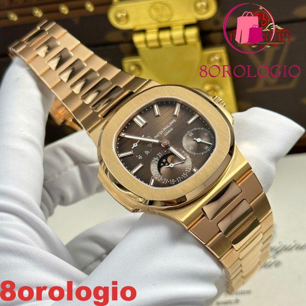 Patek Philippe Nautilus 5712/1R Quadrante Marrone Oro Rosa 18K Avvolto Modificato Opzioni Massime Replica Migliore 1:1 40mm Orologio - immagine 6