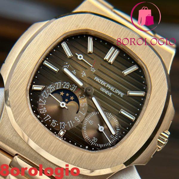 Patek Philippe Nautilus 5712/1R-001 Quadrante Marrone Oro Massiccio 18K replica CNC su Misura 40mm Orologio - immagine 6