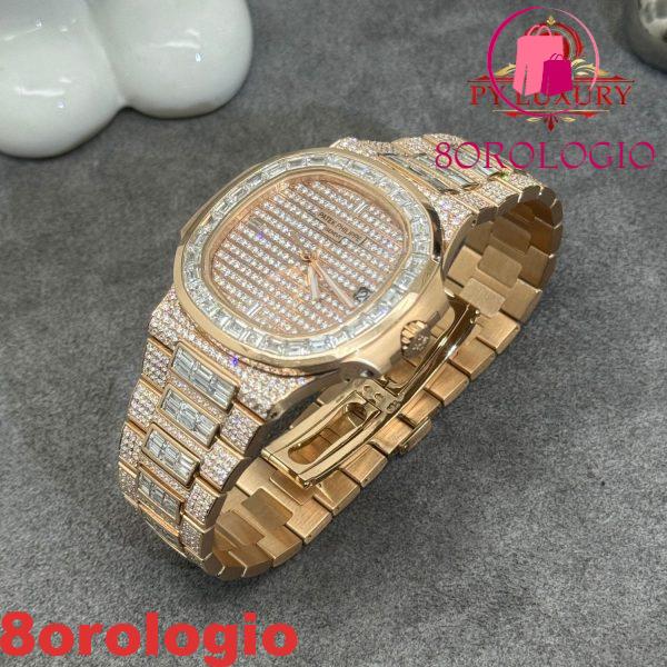 Replica Patek Philippe Nautilus 5719/10R-010 1:1 in Oro Rosa Massiccio 18K con Diamanti 40mm Orologio - immagine 6