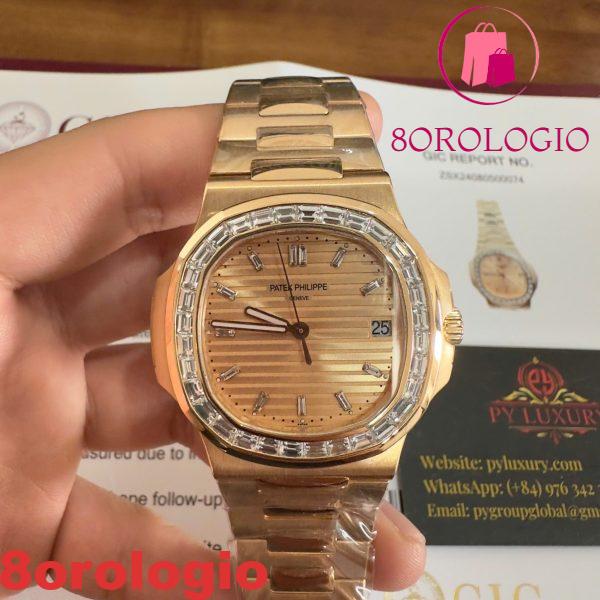Patek Philippe Nautilus 5723/1R-001 Quadrante Oro Rosa 18K Oro Massiccio Replica Diamanti Baguette 40mm Orologio - immagine 6