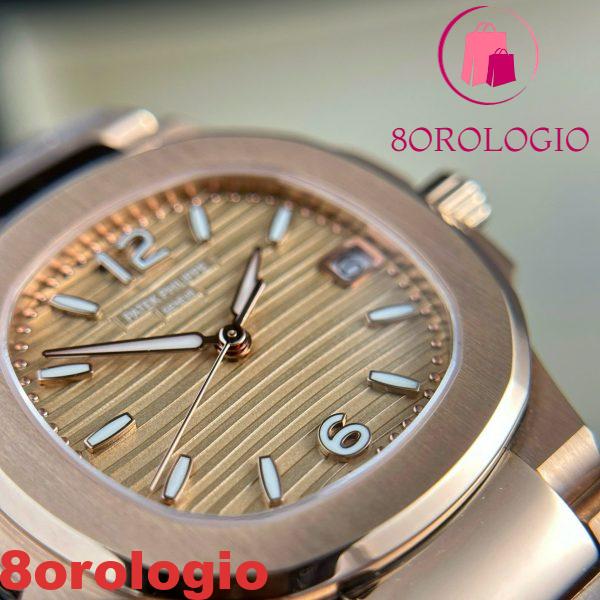 Orologio da donna Patek Philippe Nautilus 7010/1R Quadrante dorato Oro rosa Quarzo Replica migliore 32mm Orologio - immagine 6