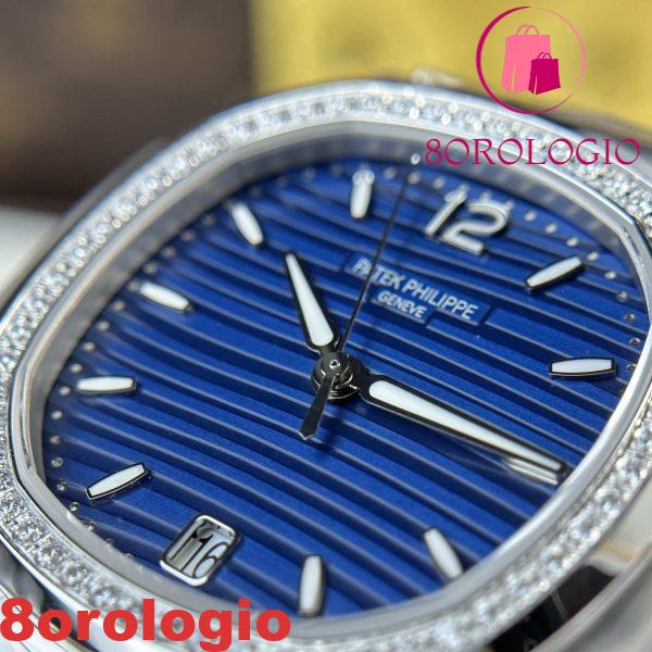Patek Philippe Nautilus 7118/1200A-001 Quadrante Blu Ghiera di Diamanti Miglior Replica 35.2mm Orologio - immagine 6