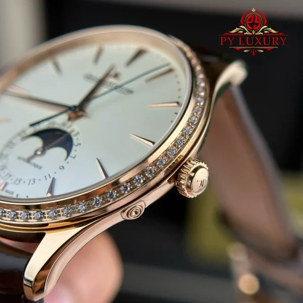 Jaeger-LeCoultre Master Ultra Thin Moon Q1362503 Oro Rosa Quadrante Bianco Lunetta con Diamanti Migliore Replica APSF 39mm Orologio - immagine 7