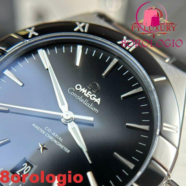 Omega Constellation Quadrante Nero Lunetta in Ceramica Nera Cinturino in Pelle Replica Migliore VSF 41mm Orologio - immagine 8