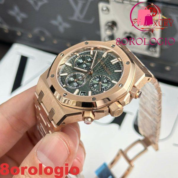 Audemars Piguet Royal Oak 26240OR Chronograph Oro Rosa Quadrante Verde 1:1 Miglior Replica APSF 41mm Orologio - immagine 10