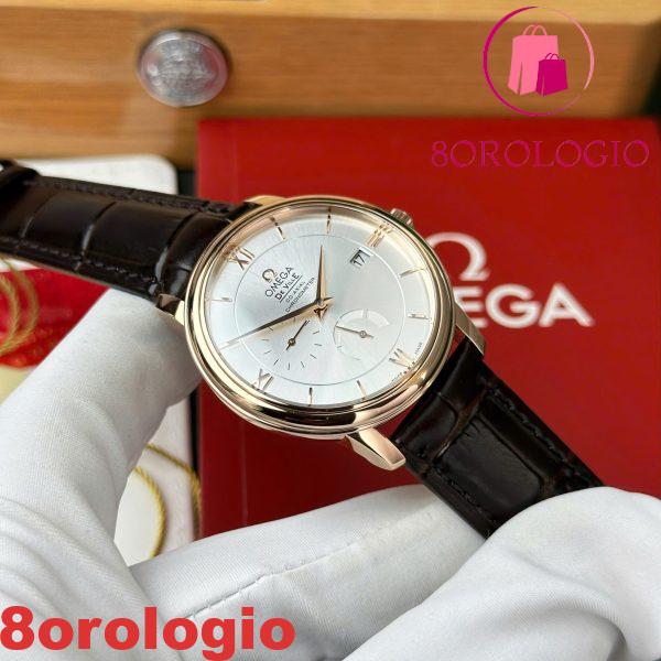 Omega De Ville Prestige Power Reserve replica oro rosa quadrante argento cinturino in pelle 39.5mm Orologio - immagine 10