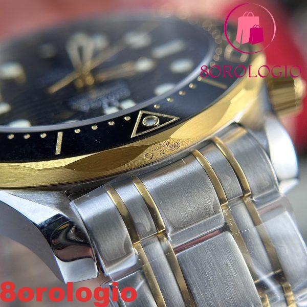Omega Seamaster Diver 300M Two Tone Yellow Gold Black Dial Replica Super Clone 42mm Orologio - immagine 8