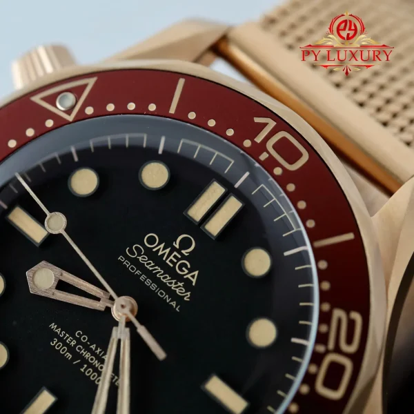 Omega Seamaster Diver 300M Bronze Gold su Quadrante Nero Bronze Gold 1:1 Miglior Replica VSF 42mm Orologio - immagine 9