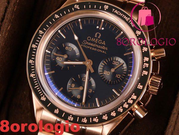 Omega Speedmaster Moonwatch Professional Chronograph Sedna Gold Quadrante Nero Replica 42mm Orologio - immagine 7