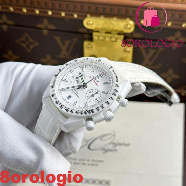 Omega Speedmaster White Side Of The Moon Cinturino in Pelle Ceramica Bianca Replica 44mm Orologio - immagine 11