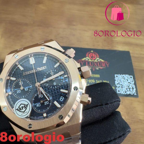 Audemars Piguet Royal Oak Chronograph 26240OR Oro Rosa Quadrante Blu Replica 1:1 Super Clone APSF 41mm Orologio - immagine 10