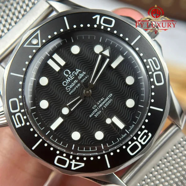 Omega Seamaster Diver 300M Acciaio su Acciaio Quadrante Nero 1:1 Migliore Replica VSF 42mm Orologio - immagine 9