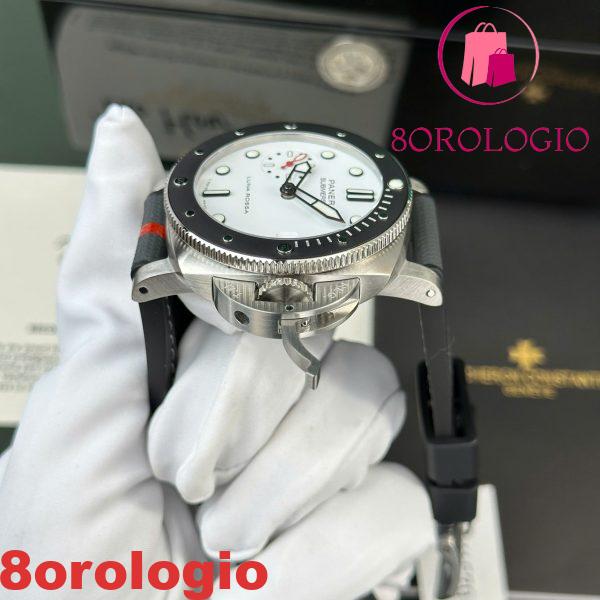 Panerai Submersible Luna Rossa PAM01579 Quadrante Bianco Cinturino in Pelle Migliore Replica VSF 42mm Orologio - immagine 7